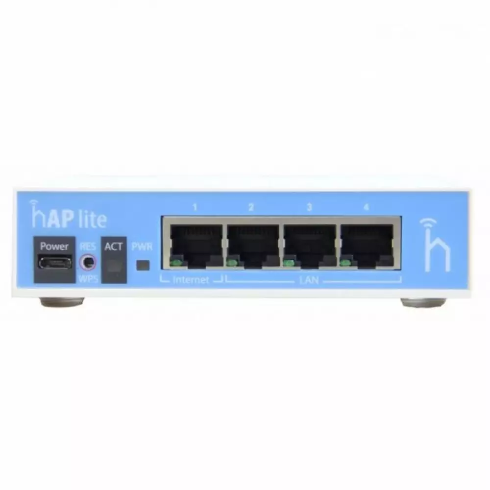WiFi роутер MikroTik hAP lite RB941-2ND частотный диапазон: 2.4 Ghz/ скорость портов: 4/150 гр			