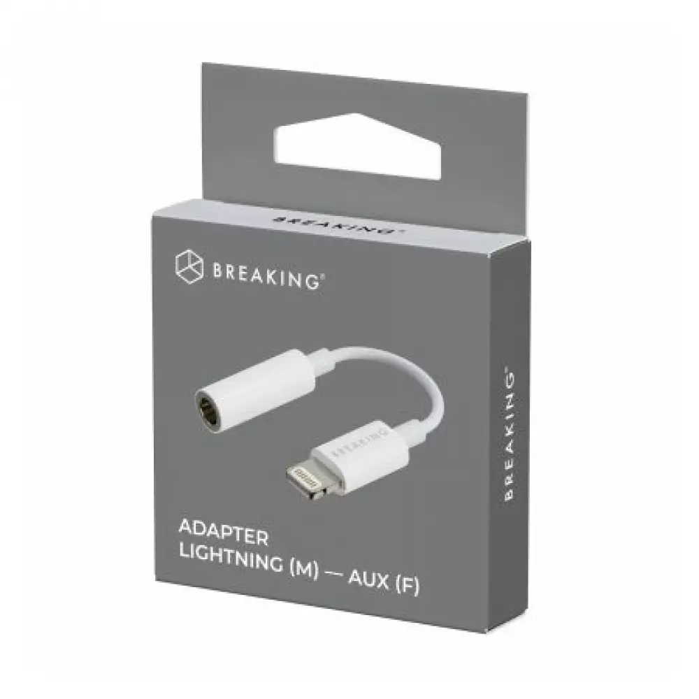 Адаптер Breaking, AUX 3.5мм - Lightning (Белый) 24551