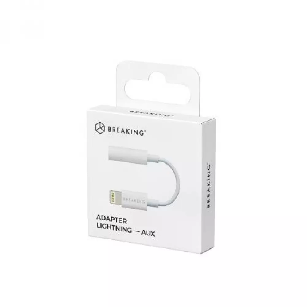 Адаптер Breaking, AUX 3.5мм - Lightning MFI (Белый) 24550