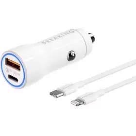 АЗУ Breaking A20 1USB + USB-C, QC 3.0, PD 20W, 3A + кабель USB-C - Lightning (Белый) 23211