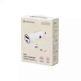АЗУ Breaking A20 1USB + USB-C, QC 3.0, PD 20W, 3A + кабель USB-C - Lightning (Белый) 23211