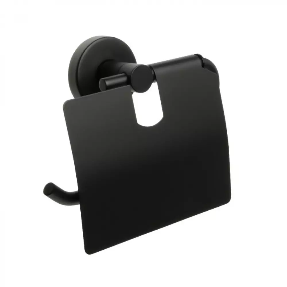 Бумагодержатель Fixsen Comfort Black с крышкой (FX-86010)