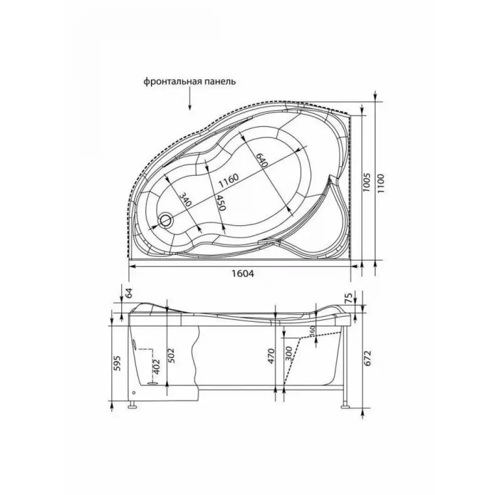 Ванна Aquanet Jamaica R 160*100 с каркасом и панелью (280523)(00139554/280523)