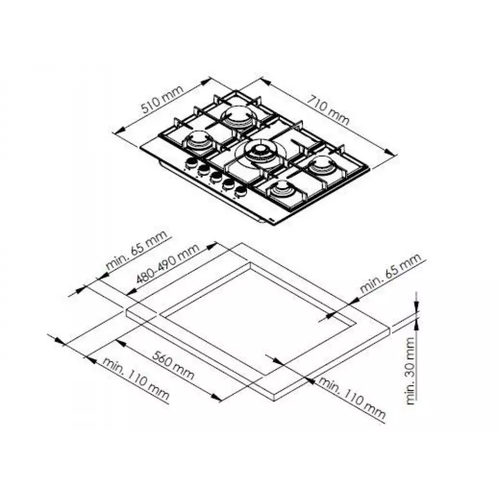 Газовая варочная панель Reex PG-750 RBe
