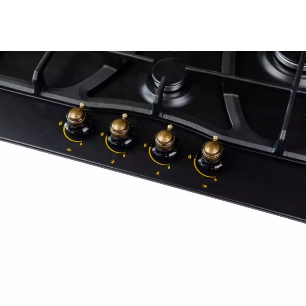 Газовая варочная панель Reex PGW-640BF Rbk (черный) с газ-контролем, на эмали, слева конфорка WOK