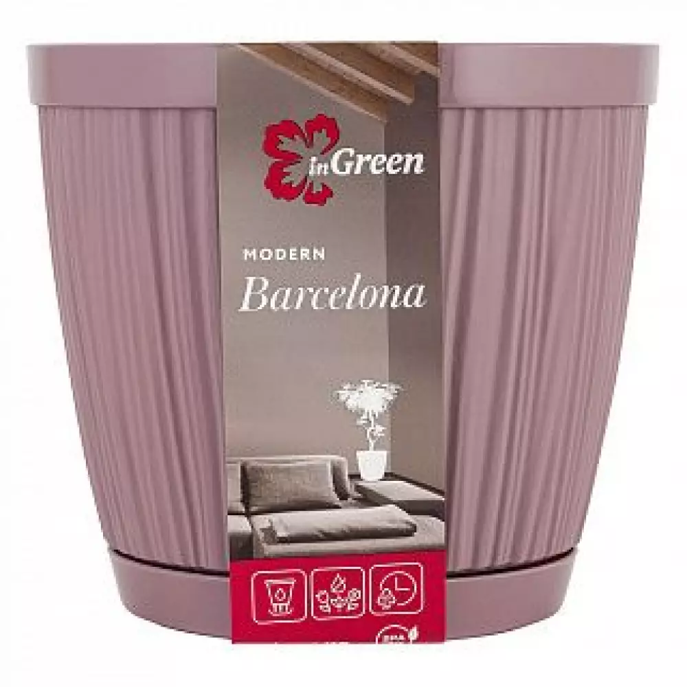 Горшок для цветов InGreen BARCELONA 6,5л Морозная слива IG623110053