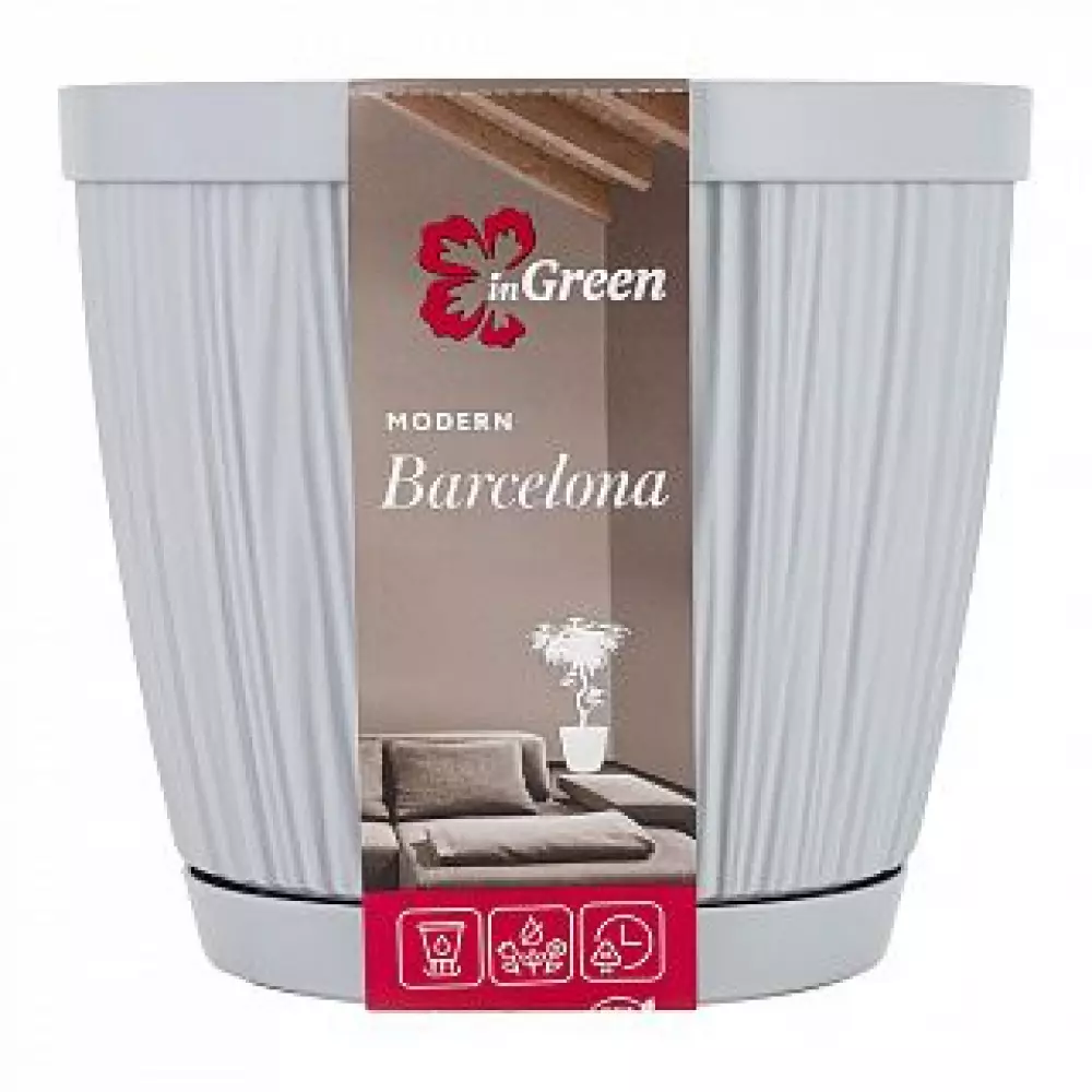 Горшок для цветов InGreen BARCELONA 6,5л Утренний туман IG623110025