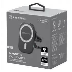Держатель автомобильный Breaking C12, MagSafe Qi, 15W (Черный) 26106