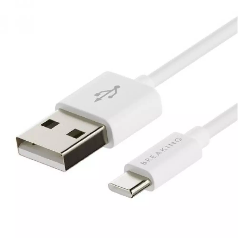 Кабель Breaking Classic USB - Type-C 1m. 2.4A (Белый) 20115