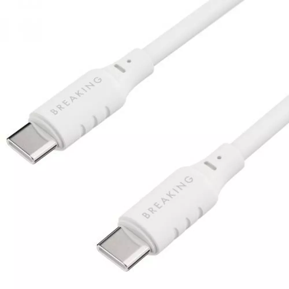 Кабель Breaking Silicone, USB-C - USB-C, 2.4A, 1м (Белый) 21650
