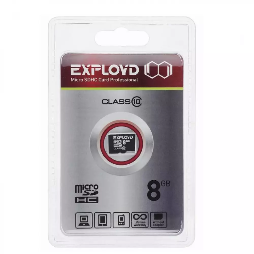 Карта памяти Micro SD 8Gb Exployd Class 10 без адаптера