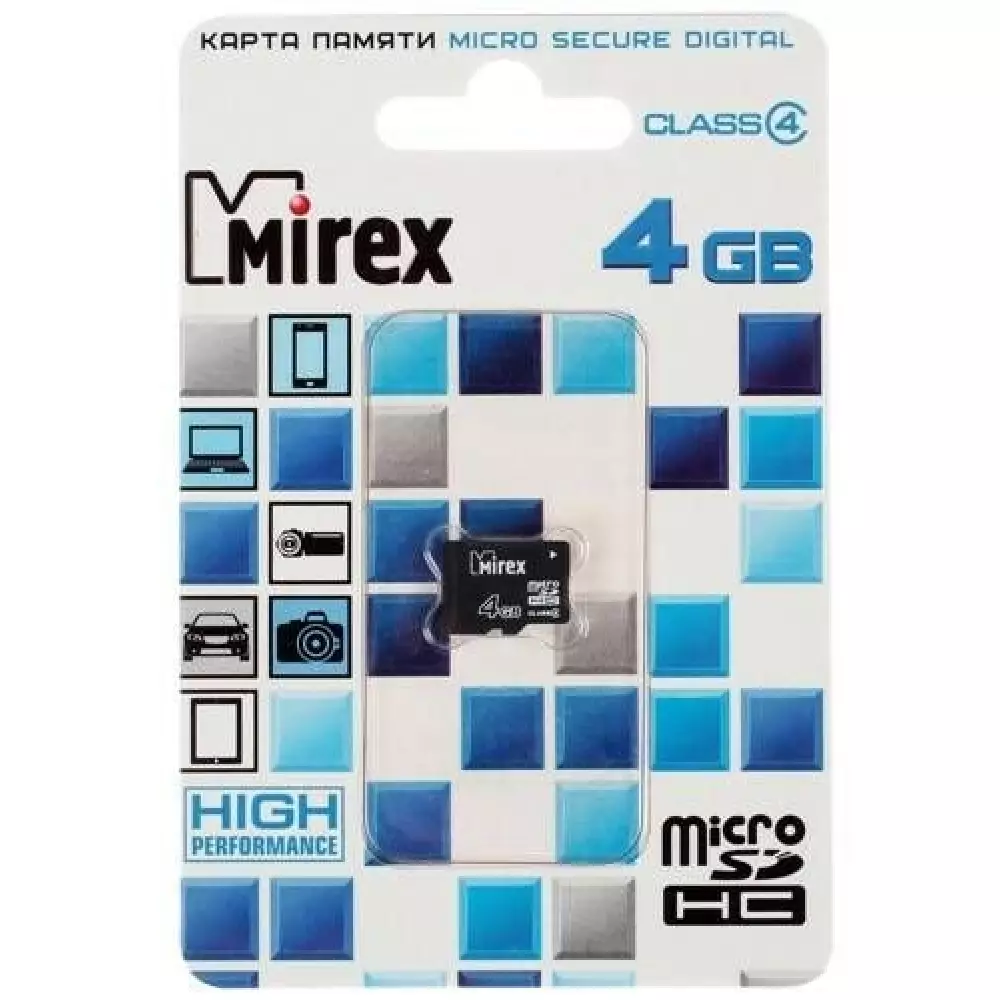 Карта памяти Microsd 4gb Mirex class 4 Без адаптера 