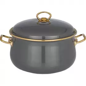 Кастрюля AGNESS эмалированная со стекл.крышкой серия DELUXE 6,1л
