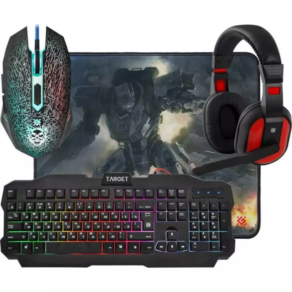 Клавиатура + мышка Defender MKP-350 +PAD +HEADSET TARGET 52350