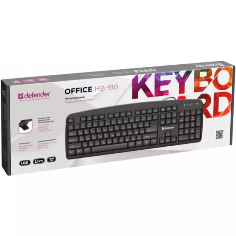 Клавиатура USB Office HB-910 RU BLACK 45910 Defender 