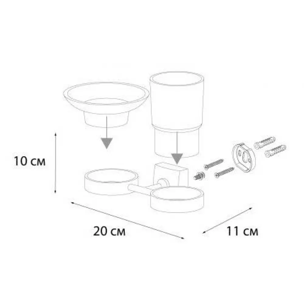Мыльница+подстаканник Fixsen Kvadro FX-61306+08