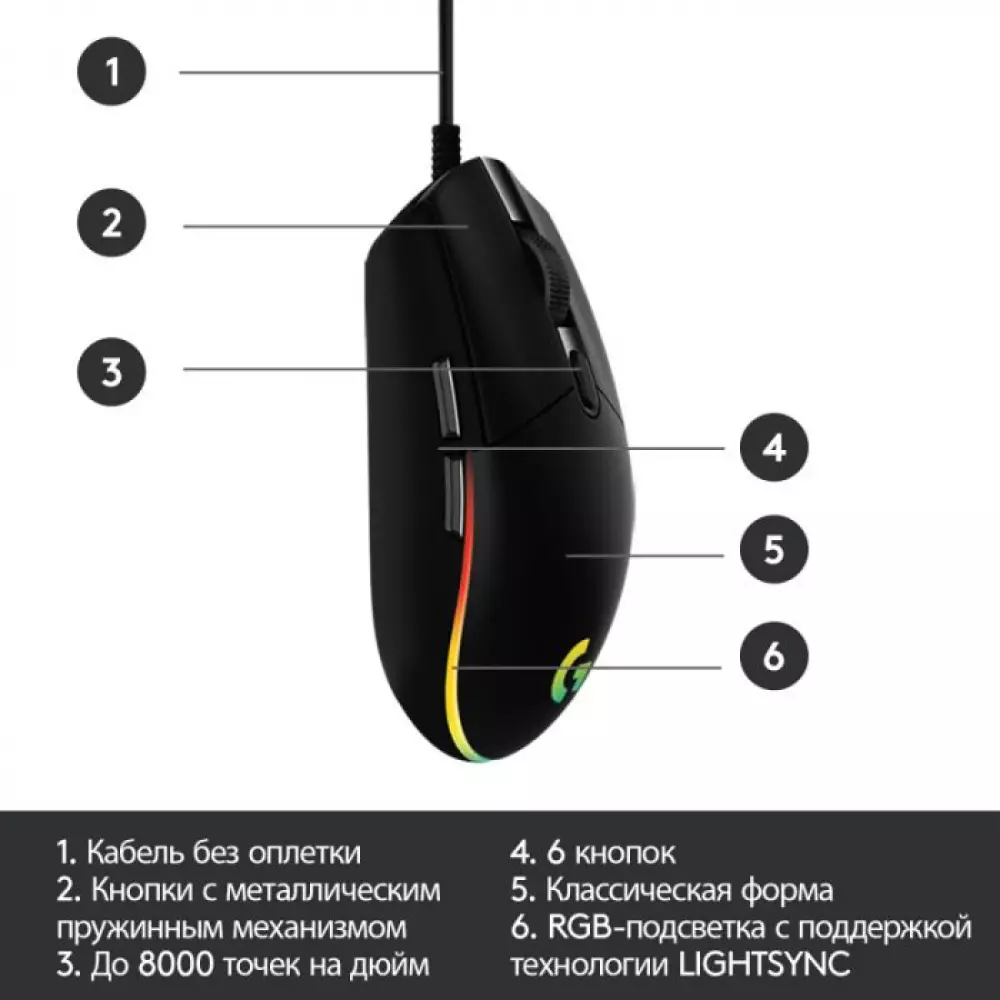 Мышь Logitech G102 проводная