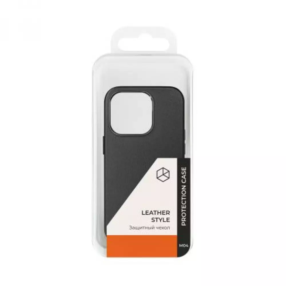 Накладка пластиковая Breaking M04 Leather Style Mag•Safe для iPhone 14 Pro Max (Черный) 43152
