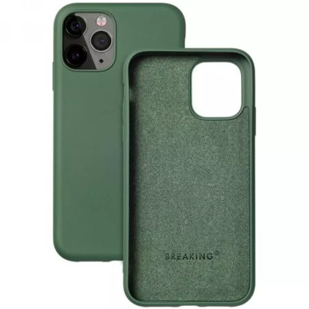 Накладка силиконовая Breaking Soft Touch с микрофиброй для iPhone 12 Pro (Темно-Зеленый) 41470