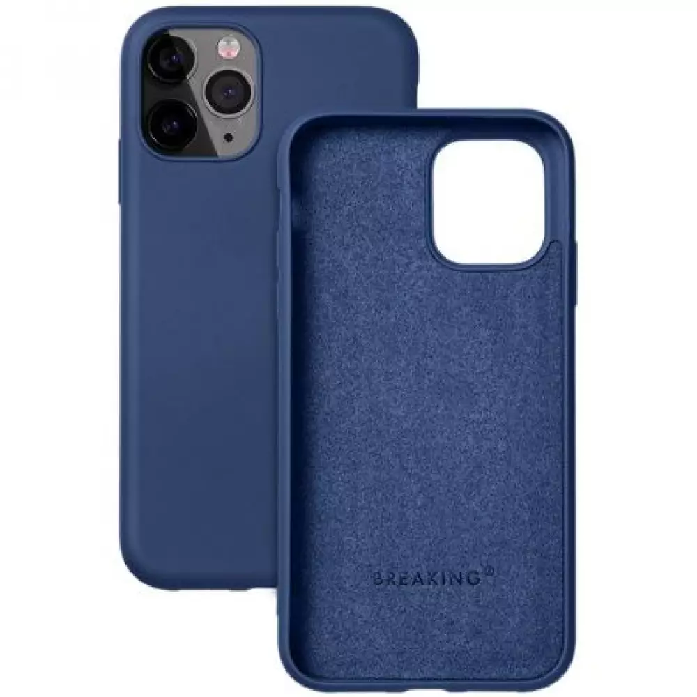 Накладка силиконовая Breaking Soft Touch с микрофиброй для iPhone 14 (Синий) 41539