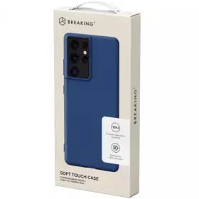 Накладка силиконовая Breaking Soft Touch с микрофиброй для iPhone 14 (Синий) 41539