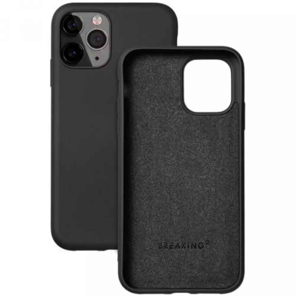 Накладка силиконовая Breaking Soft Touch с микрофиброй для iPhone 14 Pro Max (Черный) 41527