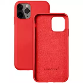 Накладка силиконовая Breaking Soft Touch с микрофиброй для iPhone 15 Pro (Красный) 41587