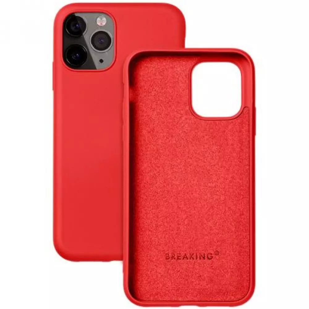 Накладка силиконовая Breaking Soft Touch с микрофиброй для iPhone 15 Pro Max (Красный) 41592