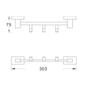 Планка 3 крючка Belz B90215-3 квадрат, хром