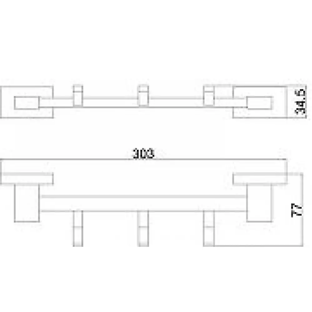 Планка 3 крючка Belz B90315-3 квадрат, черный матовый