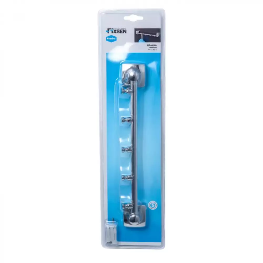 Планка 5 крючка Fixsen Kvadro (FX-805-5) хром