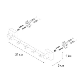 Планка 5 крючка Fixsen Kvadro (FX-805-5) хром
