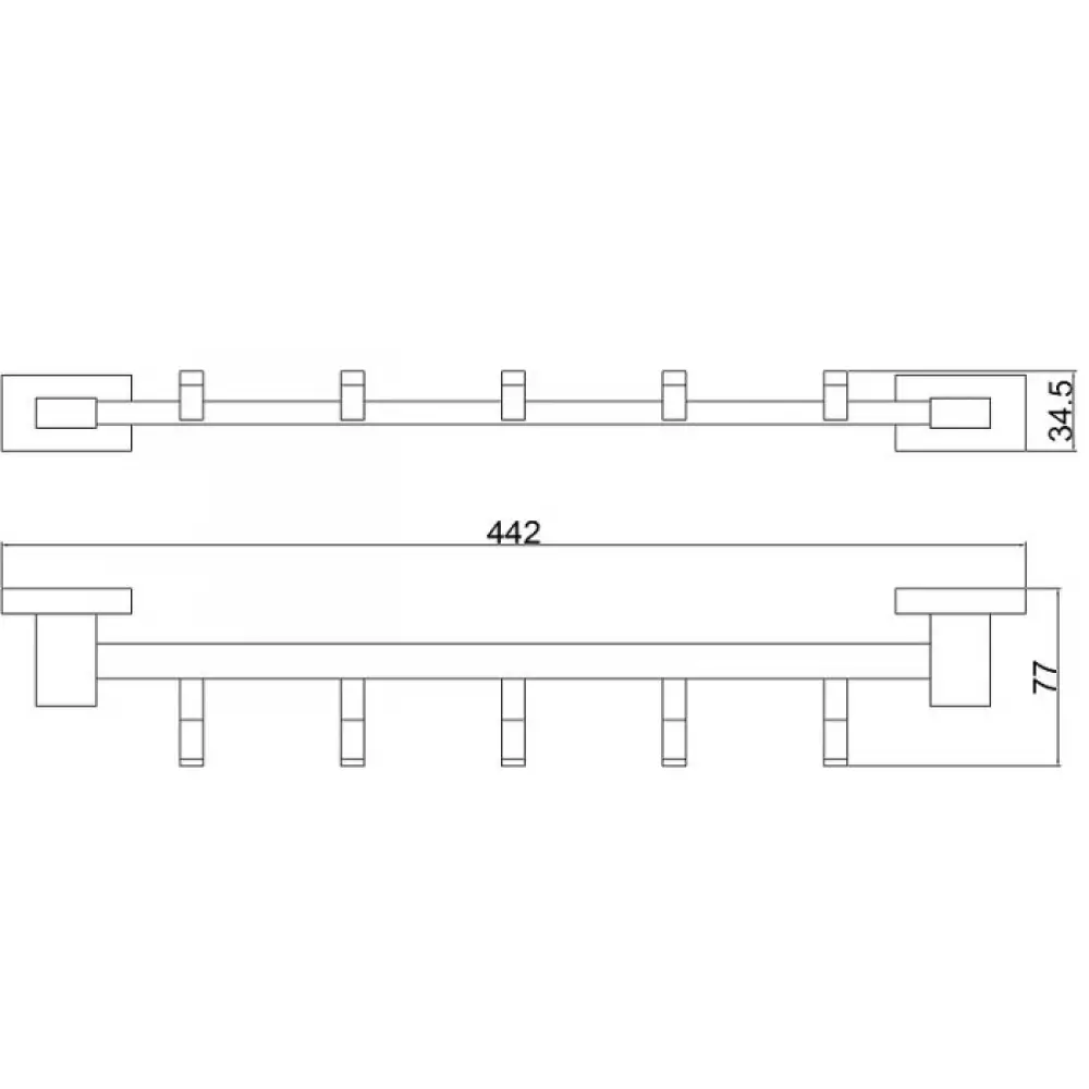 Планка 5 крючков Belz B90215-5 квадрат, хром