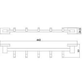 Планка 5 крючков Belz B90315-5 квадрат, черный матовый