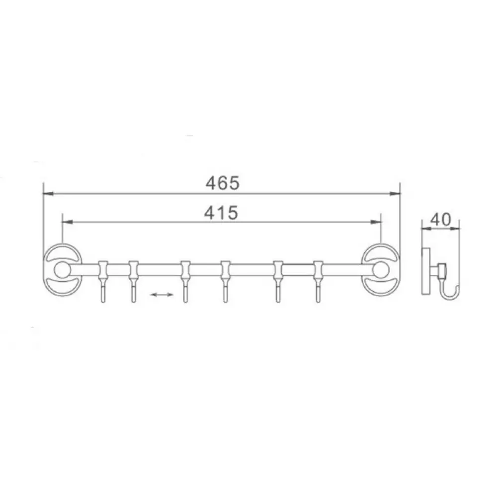 Планка 6 крючков Haiba HB1915-6