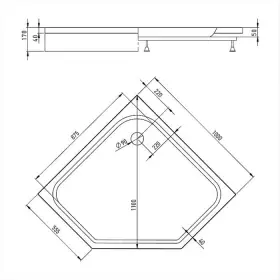 Поддон Alex Baitler AB10017V-1 пятиугольный 100*100