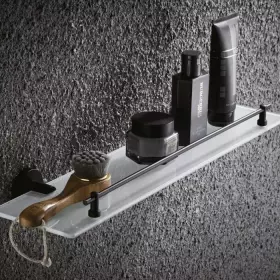 Полка стеклянная Haiba HB8707 1-ярусная 520мм матовое стекло, черный