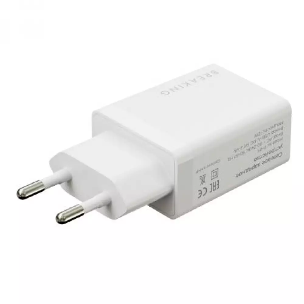 СЗУ Breaking P-05, USB-А, 12W, 2.4A (Белый) 22107