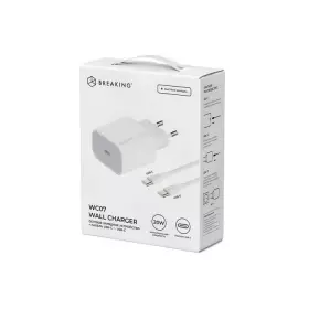 СЗУ Breaking WC07, USB-C, PD 20W + кабель Type-C - Type-C (Белый) 22209
