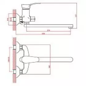Смеситель для ванны Cron CN2214, хром
