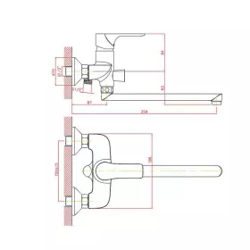 Смеситель для ванны Cron CN22172, хром