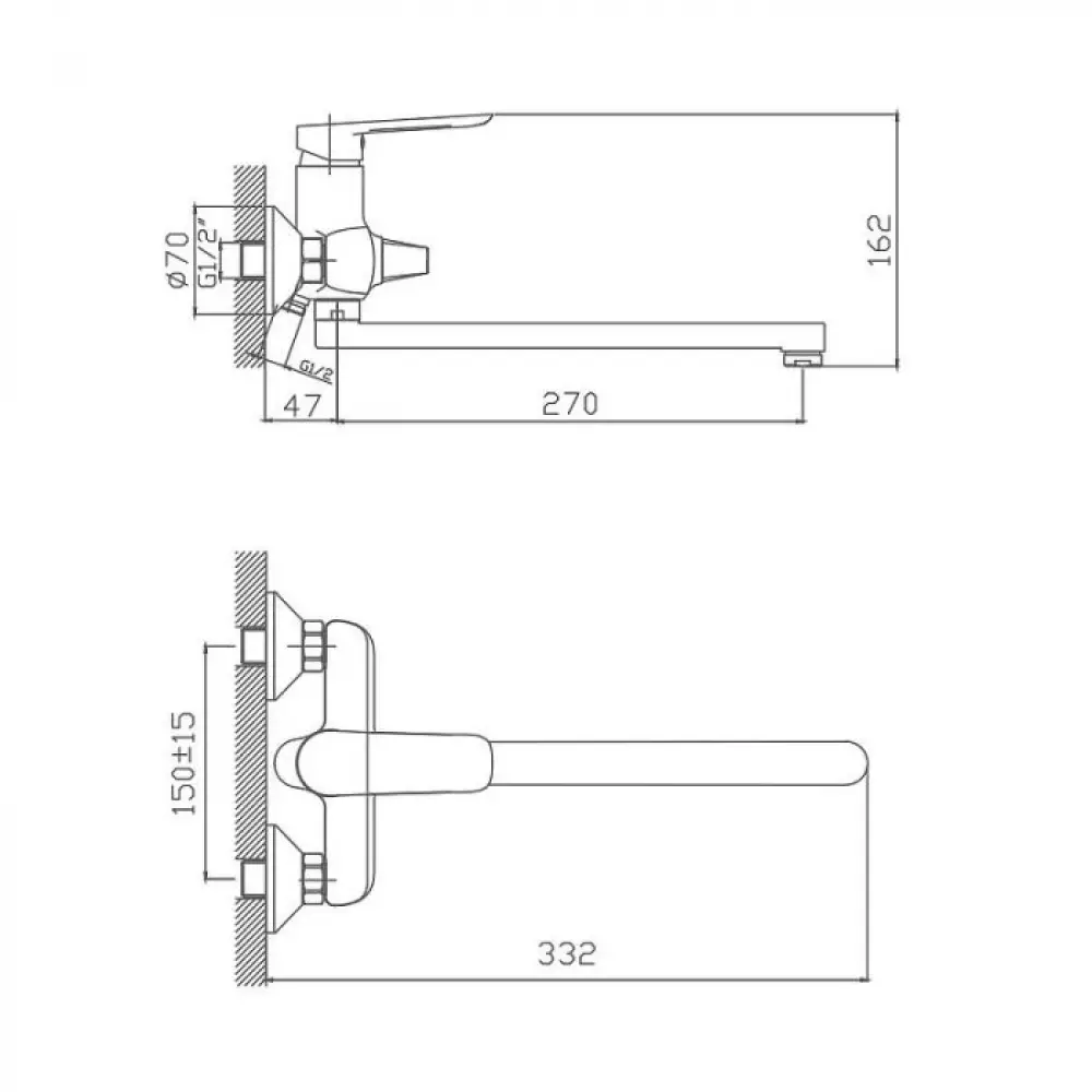 Смеситель для ванны Cron CN22521, хром