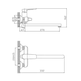 Смеситель для ванны Cron CN22521, хром