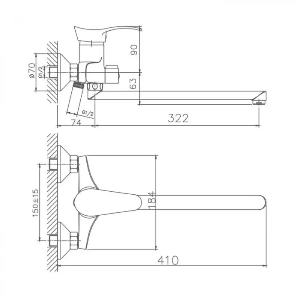 Смеситель для ванны Haiba HB2201, хром