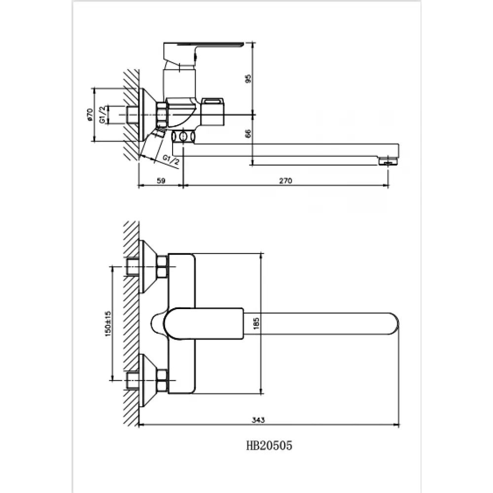 Смеситель для ванны Haiba HB22505-3, вороненый