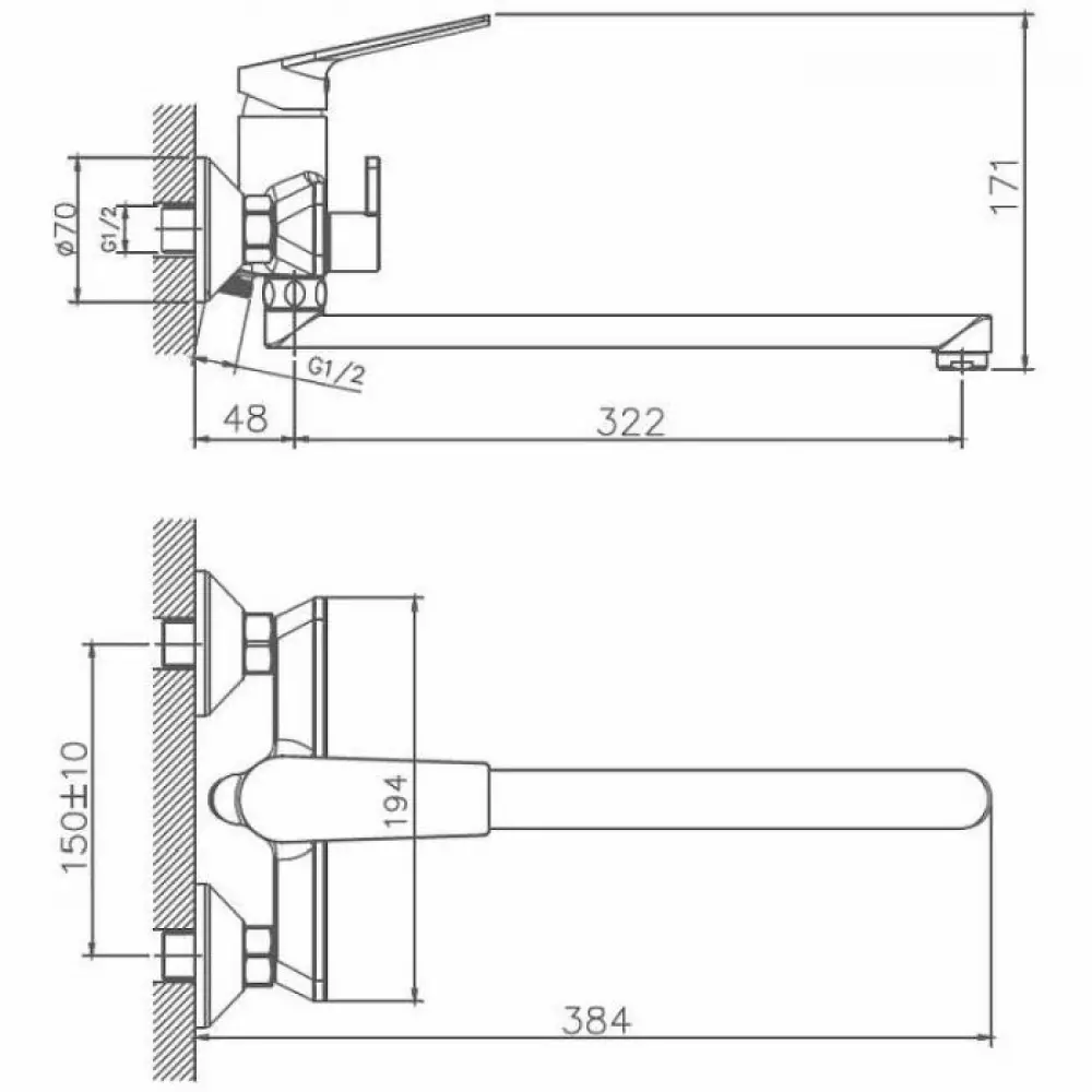 Смеситель для ванны Haiba HB22533-3, пепельный