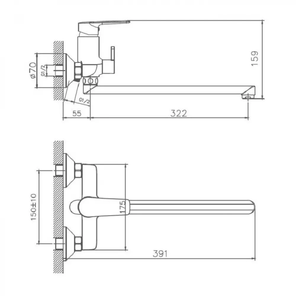 Смеситель для ванны Haiba HB22563, хром