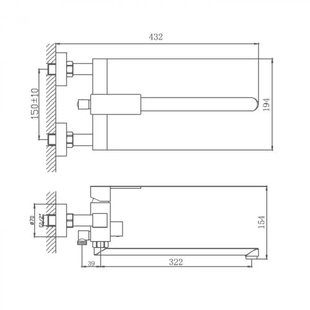 Смеситель для ванны Haiba HB22803