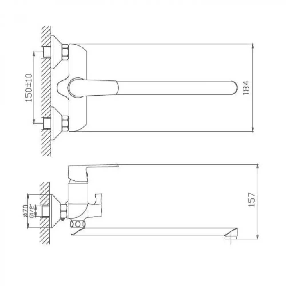 Смеситель для ванны Haiba HB22804, белый/хром