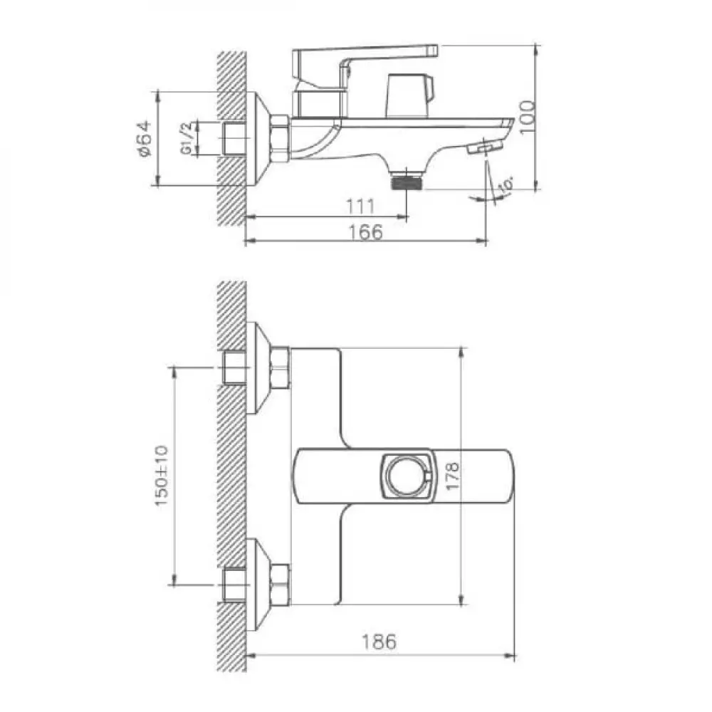 Смеситель для ванны Haiba HB60176, хром